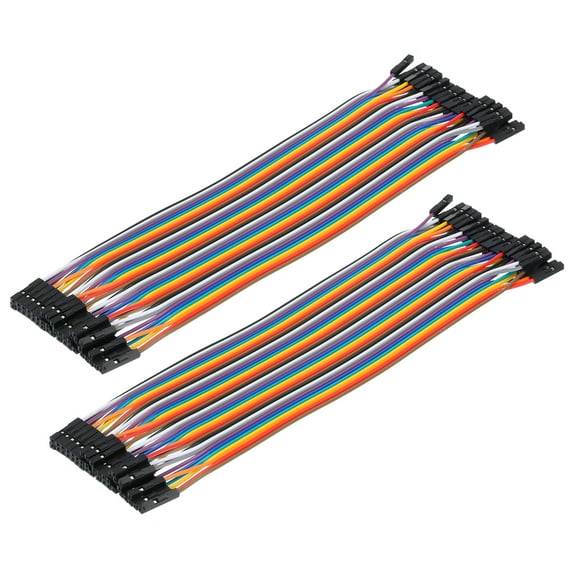 Uxcell Female to Female 40Pin Breadboard Jumper Wire 2.54mm Pitch Cable 20cm Long for Breadboard Pack of 2