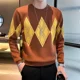 thumbnail image 2 of Suéteres de punto para hombres, pulóveres a cuadros, ropa para hombre, rombos, cuello redondo, sudaderas verdes, sudaderas gruesas de invierno holgadas zhoumingquan, 2 of 5
