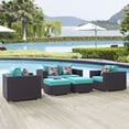 thumbnail image 6 of Modway Convene 5 Piece Outdoor Patio Sofa Set in Espresso Turquoise, 6 of 6