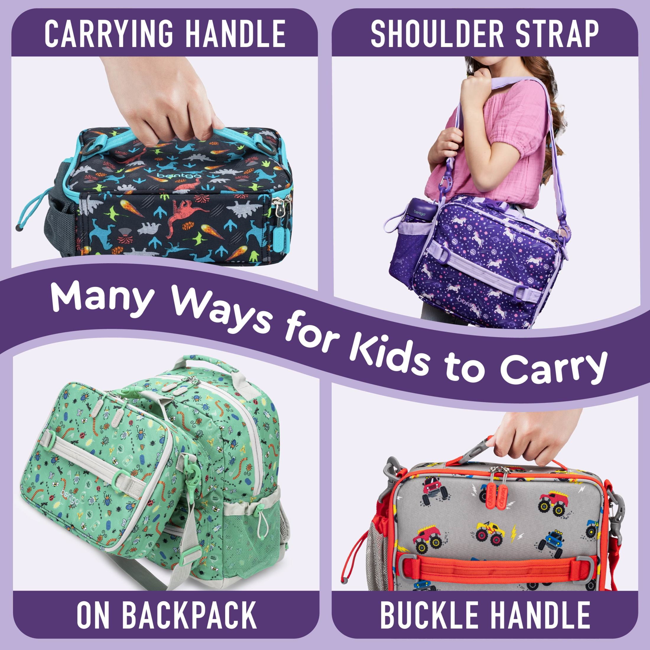 Bentgo Kids Lunch Bag - Double-Insulated, Reusable Lunch Bag for Kids 3+ with Adjustable Strap; Holds Lunch Box/Water Bottle/Snacks; Easy-Clean, Water-Resistant & Pockets (Unicorn)