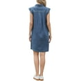 thumbnail image 3 of Denim Dress for Women V Neck Cap Sleeve Loose Above the Knee Casual Tunic Jean Dress Gray Blue XS, 3 of 6