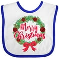 thumbnail image 3 of Inktastic Merry Christmas Wreath with Red Bow and Ornaments Boys or Girls Baby Bib, 3 of 4