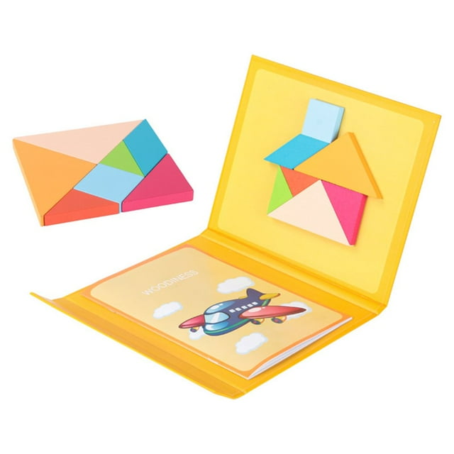 Magnetic Geometric Shape Tangram Puzzles Building Blocks Early Educational Toy
