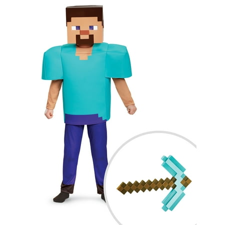 Minecraft Steve Deluxe Child Costume and Minecraft Pickaxe