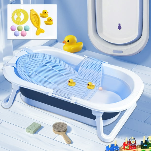 ANJORALA Folding Baby Bath Tub with Bath Seat, Portable Foldable Baby
