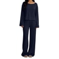 thumbnail image 2 of Wowcloth Women's Solid Color Loose Fit Round Neck Long Sleeve Top and Drawstring Pants Set with Pockets, Comfortable Casual Outfit for Daily Wear and Lounge, 2 of 6
