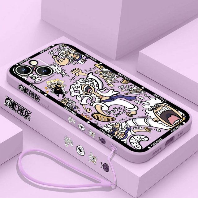 Ones Pieces Luffys Gear 5 Phone Case For Apple iPhone 15 14 13 12 11 Pro Max Plus 8 7 SE Liquid Left Rope Capa Cover