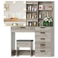 thumbnail image 2 of Ktaxon Vanity Table Set with Charging Stationfor Bedroom Makeup Dressing Table with Sliding Mirror,Gray, 2 of 9