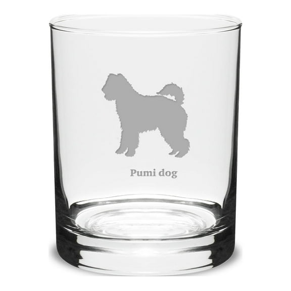 Pumi Dog Deep Etched 14 oz Classic Double Old Fashion Glass