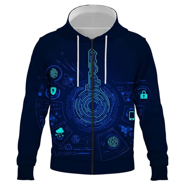 Sudadera con capucha y cremallera con estampado 3D de mapa de datos para hombre y mujer, moda informal, estilo Harajuku, ropa de calle, novedad de 2024