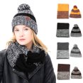 thumbnail image 3 of Hat Scarf Set Fashion Chunky Breathable Pompom Knitted Hat Loop Scarf for Woman, 3 of 10