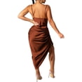 thumbnail image 2 of GHSDFBB Robe Satinée Sans Manches à Bretelles Spaghetti pour Femmes Cocktail Plage Soirée Col Bénitier à Pois Léopard Midi, 2 of 6
