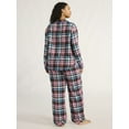 thumbnail image 2 of Joyspun Women's Flannel Long Sleeve Top and Pants Pajama Set, 2-Piece, Sizes XS-3X, 2 of 5