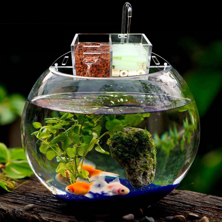 Moaere 21-27cm Circular Aquarium Fish Tank Acrylic External Filter Box with Water