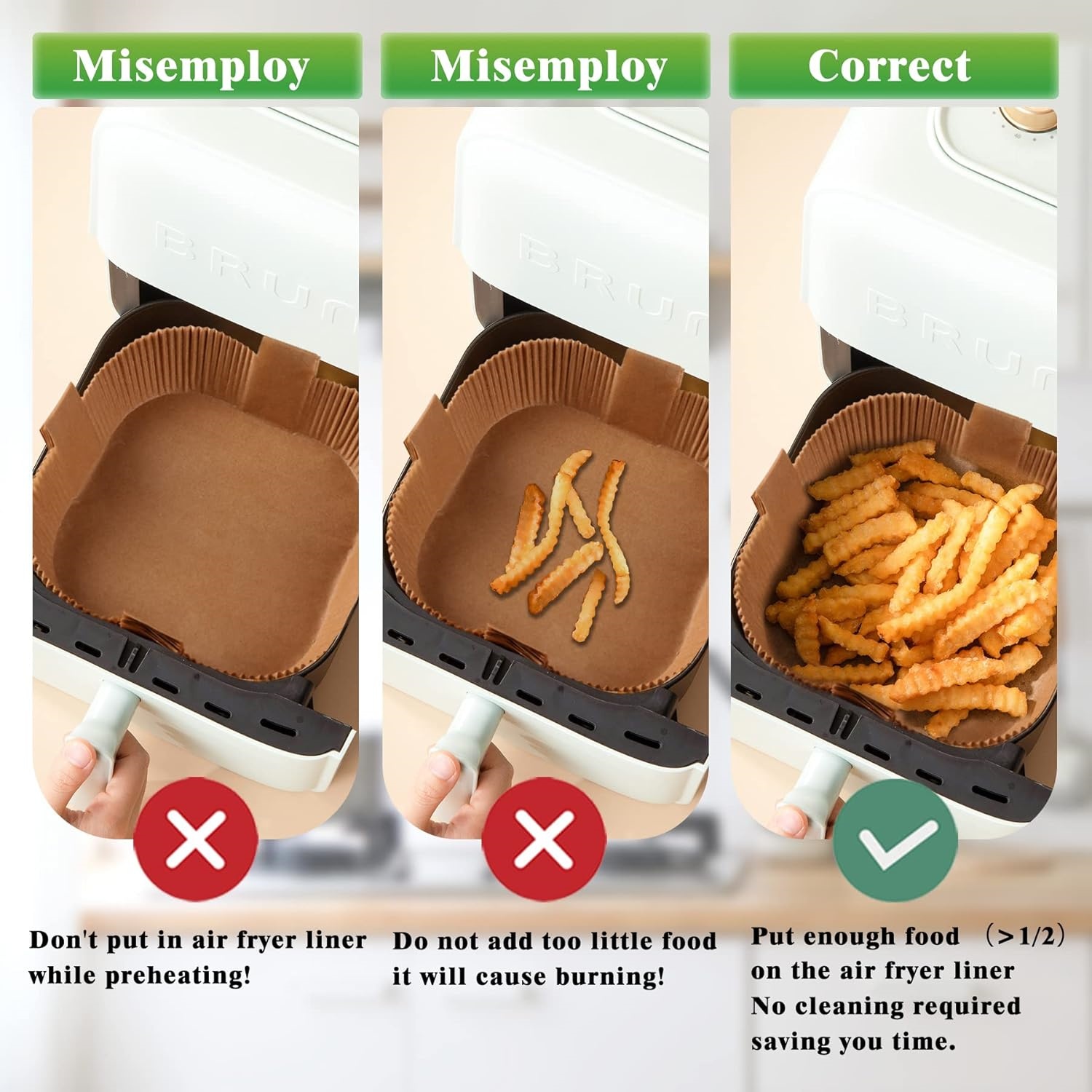 Air Fryer Disposable Paper Liner - 6.3Inch Square Non-Stick Parchment Paper, Oil-proof, Water-proof Cooking Baking Roasting Filter Paper for Air Fryers Basket, Microwave Oven, Frying Pan