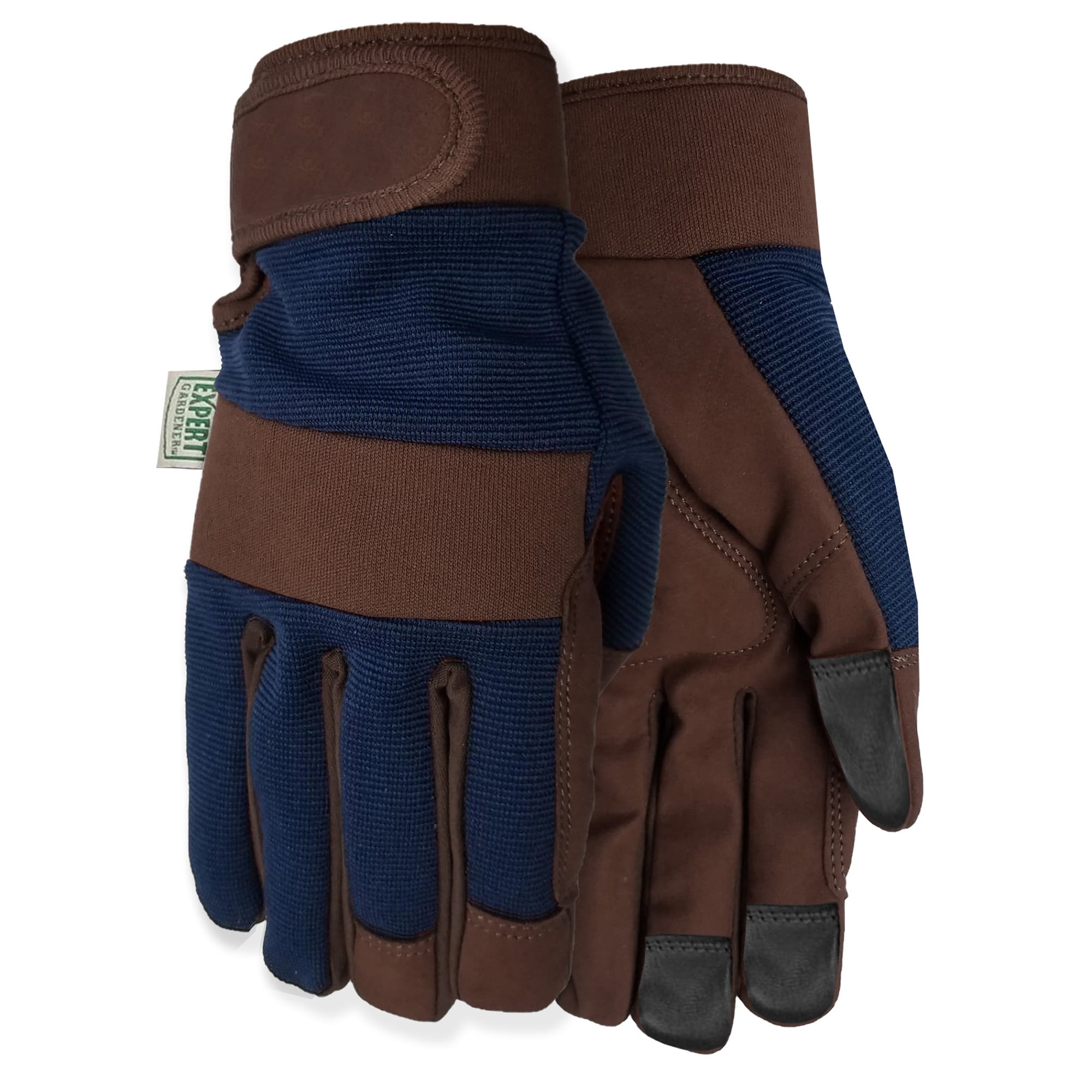 Style Selections Women's Medium Blue/ Brown  Leather Cushioned Palm Gloves NEW 
