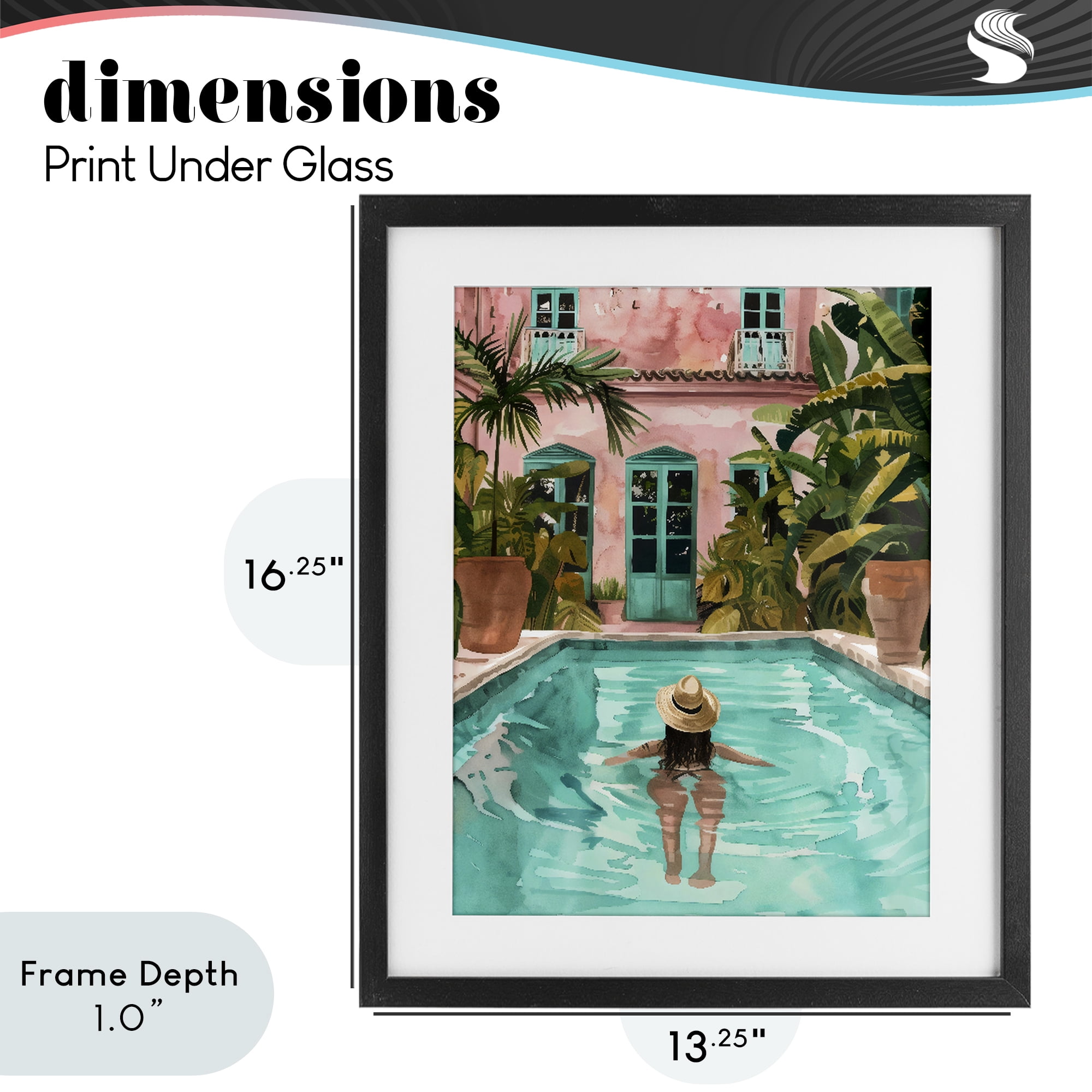 Stupell Industries Girl Swimming In Pool Black Framed Print Under Glass, design by The Prints Vibe