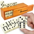 thumbnail image 1 of Domino Set Queensell Jumbo Double 6 con funda de madera para adultos, 1 of 9