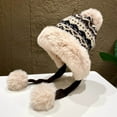 thumbnail image 5 of Cadancy Womens Winter Hat with Pom Pom Furry Fleece Ear Flaps Russian Sherpa Ski Snow Caps Cute Sherpa Knitted Skull Cap Outdoor Warm Stocking Hats, 5 of 6