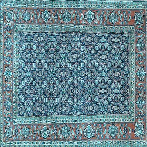 Ahgly Company Indoor Square Persian Light Blue Traditional Area Rugs, 4' Square