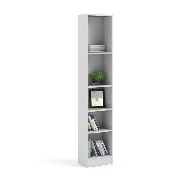 Tvilum Element Tall Narrow 5 Shelf Bookcase, White