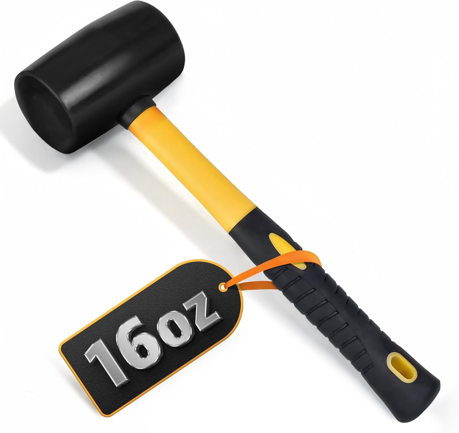 RGHJAR-16 Oz Rubber Mallet Hammer - Rubber Hammer Mallet with Durable and Ergonomic Handle, Anti-Vibrating Design For Efficient Work - Good for DIY, Woodworking, Flooring, Camping and More