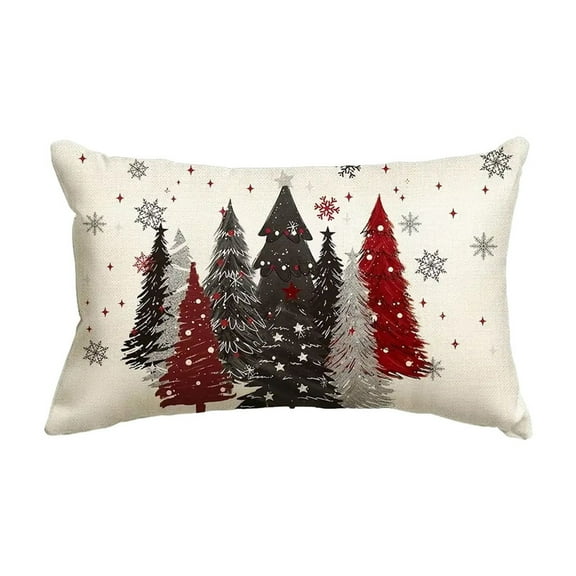 Bpyeka Christmas Red and Christmas Tree Lumbar Pillow Cover Holiday DecorationChristmas GiftsChristmas Decor