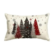 Bpyeka Christmas Red and Christmas Tree Lumbar Pillow Cover Holiday DecorationChristmas GiftsChristmas Decor