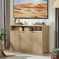 thumbnail image 6 of LEYAOYAO Buffet Cabinet with Storage, 45" Wooden Sideboard Cabinet with/Adjustable Shelf, Fluted Accent Cabinet for Dining Room, Kitchen, Natural Oak, 6 of 8