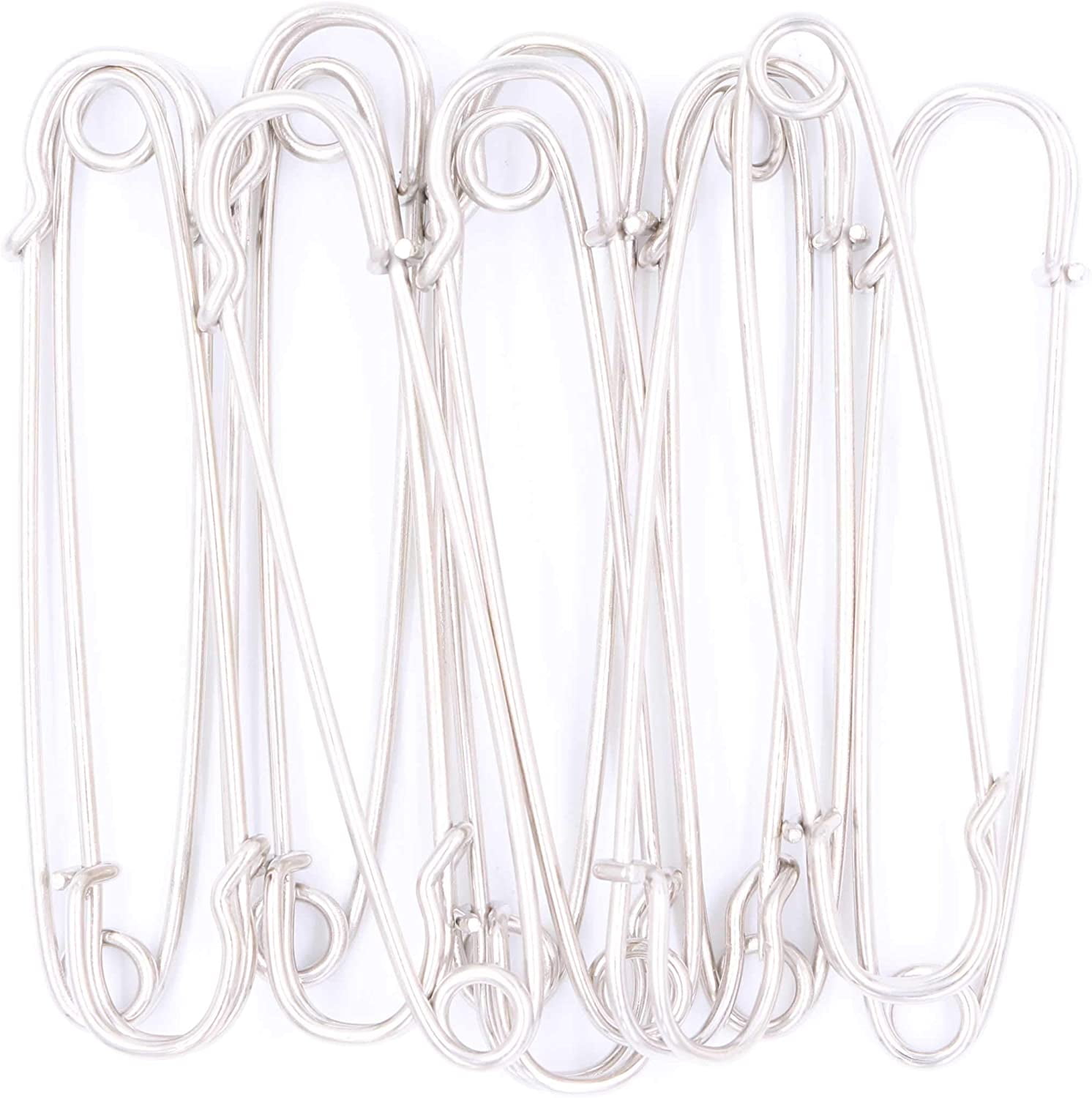 Silver 20 Pieces 4 Inch Large Safety Pins Heavy Duty Safety Pins Stainless Steel Large Safety Pins Assorted for Diaper Blankets Mattress Covers Backpacks Kilts 