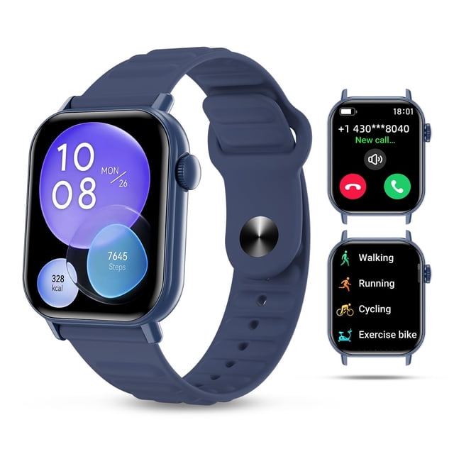 Reloj inteligente QTLLBT de 1.83 pulgadas con Bluetooth Call, impermeable, azul