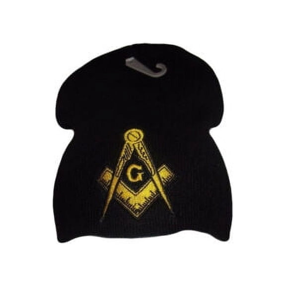 8" Black Mason Masonic Freemason Gold Symbol Snow Cap Beanie Skull Cap Hat