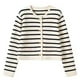 thumbnail image 1 of Chaleco de punto coreano elegante y elegante para mujer, cárdigan informal a rayas para oficina, suéter, chaqueta, camiseta sin mangas básica Vintage, prendas de vestir exteriores, 1 of 4