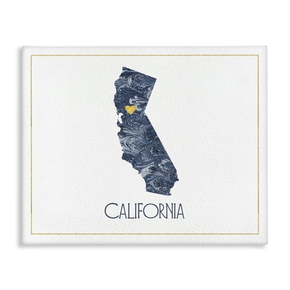 Stupell Industries Eclectic California Minimal Blue Marbled Paper Silhouette Canvas Art, 20 x 16, by Lil' Rue