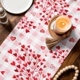 thumbnail image 3 of Valentine's Day Table Runner - 90 Inch Long Loves Gnomes Roses Romantic Pink Plaid Cotton and Linen Blended Dress Scarves Farmhouse Table Runner for Kitchen Dining, Coffee Table, 13" x 90", 3 of 8