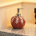 thumbnail image 3 of Halloween Pumpkin Ceramic Soap Dispenser - Refillable, Fall-Themed for Bathroom & Kitchen, Home Decor, 3 of 6