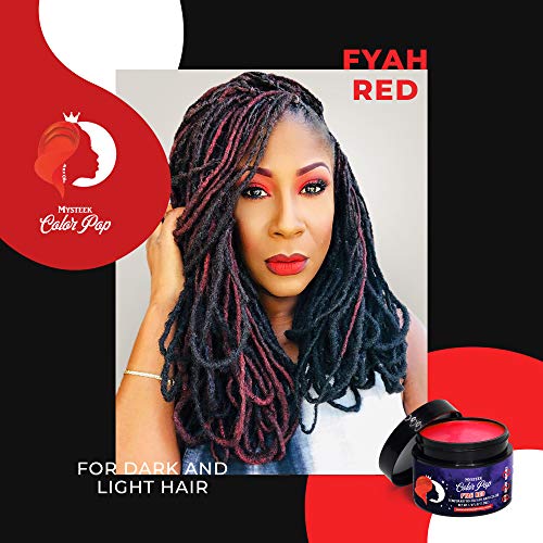 Mysteek Color Pop Temporary Hair Color for Dark Hair or Light Hair, Natural Hair Coloring with No Hair Bleach, Wash Out Hair Color, Fyah Red (1/4 oz) - Mysteek Naturals - image 3 of 3