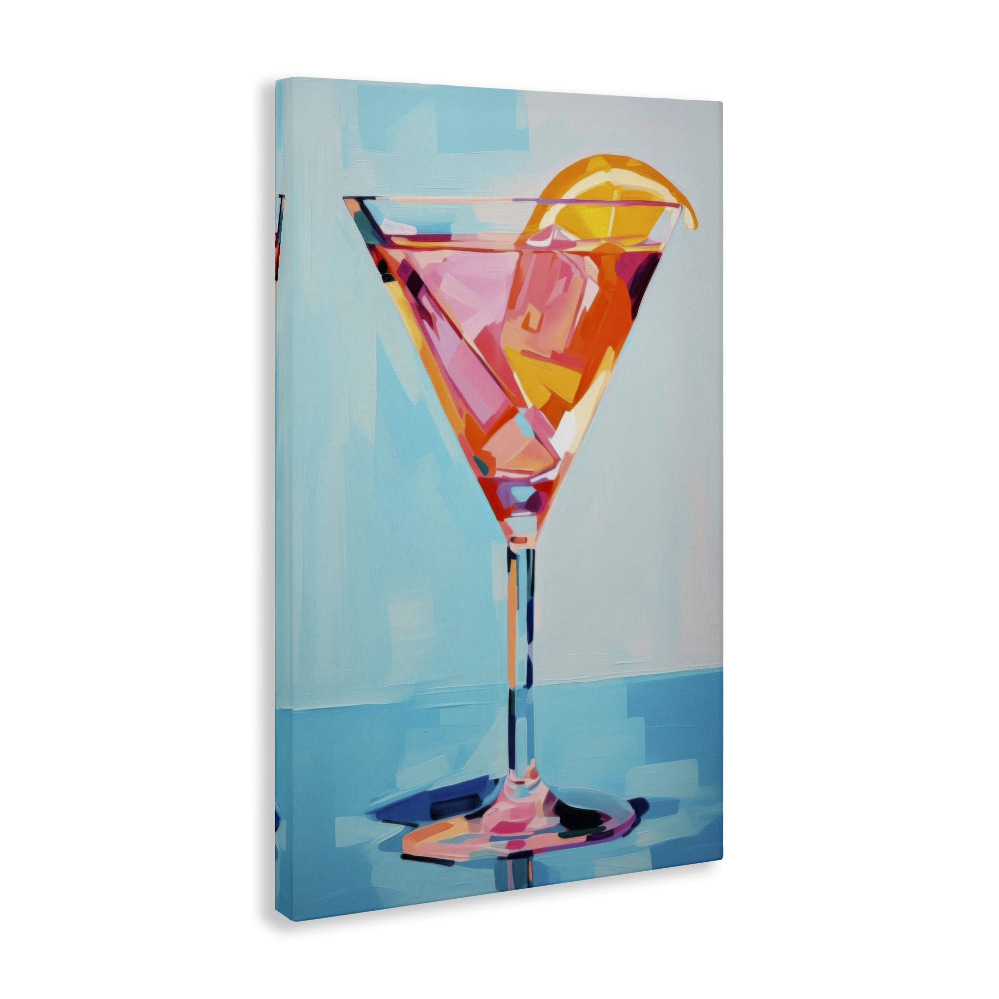 Stupell Industries Blue & Pink Martini Food & Beverage Painting Wrapped Canvas Art Print Wall Art, 16 x 24
