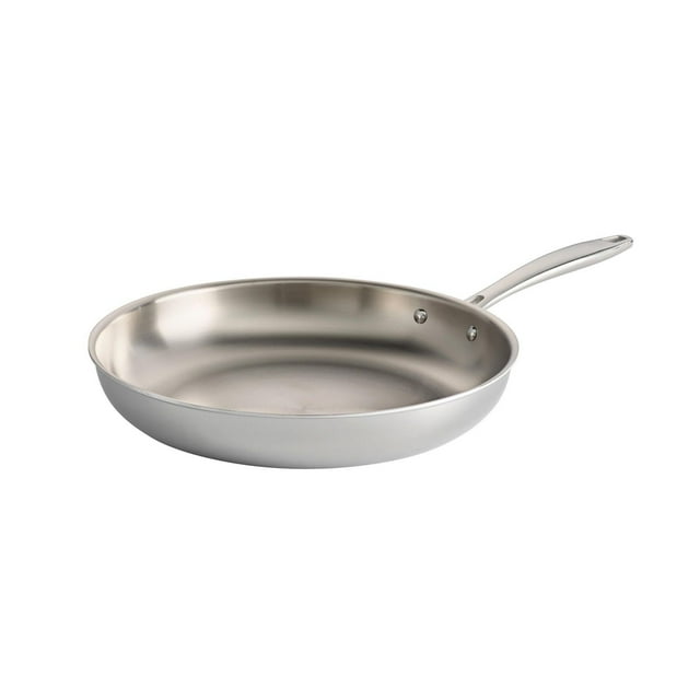 Tramontina 12 Inch Fry Pan Tri-Ply Clad Stainless Steel Gourmet Induction-Ready, NSF-Certified, 80116/007DS
