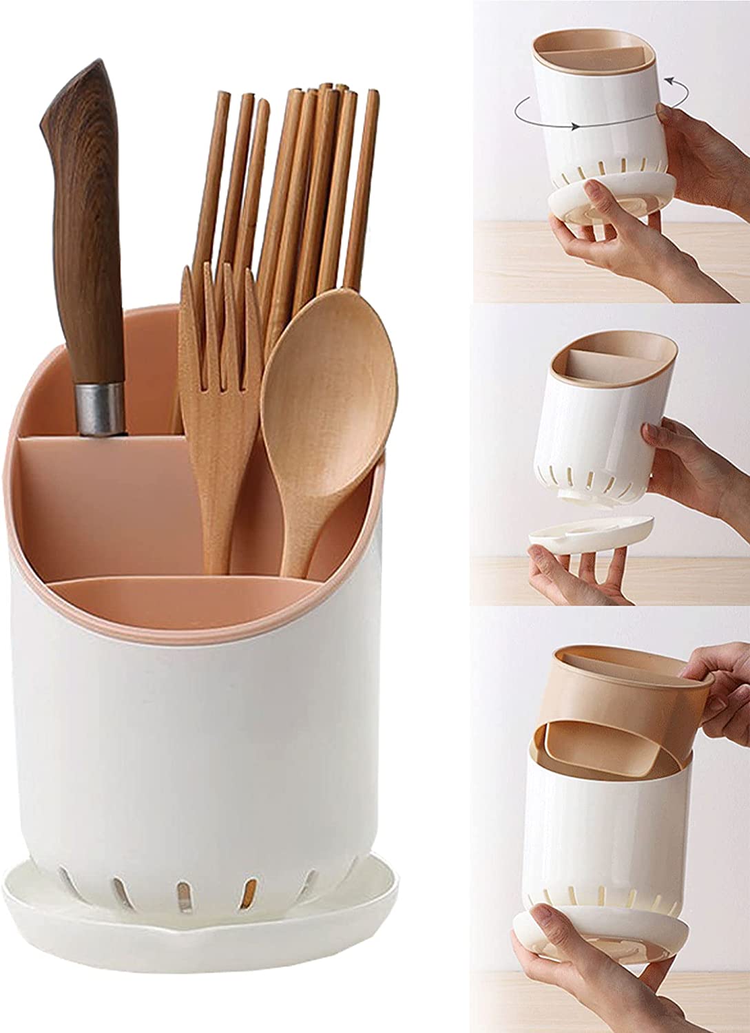 Homgreen Kitchen Utensil Holders Cutlery Drying Rack for Counter with