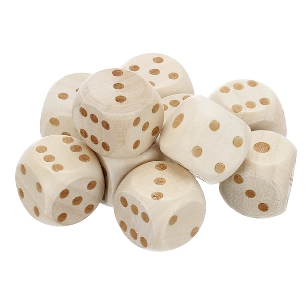 Dados de madera Uxcell de 18mm, 10 piezas, números del 1 al 6, dados cúbicos con esquinas redondeadas
