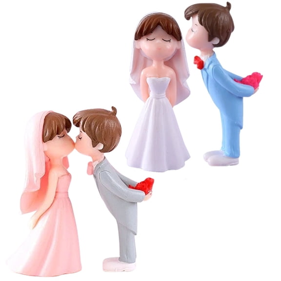 ETEREAUTY 2 Pairs Wedding Couple Figurines Table Decorations Ornaments in Assorted Colors for Home and Event
