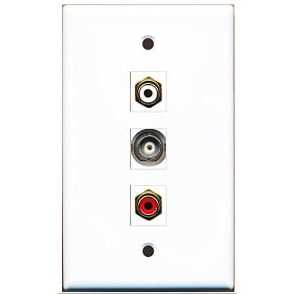RiteAV - 1 Port RCA Red and 1 Port RCA White and 1 Port BNC Wall Plate