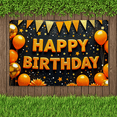 thumbnail image 4 of Sparkling Orange Happy Birthday Banner Backdrop Background Party Decoration Supplies for Birthday Party Photography Props Celebration Decorations, 4 of 7