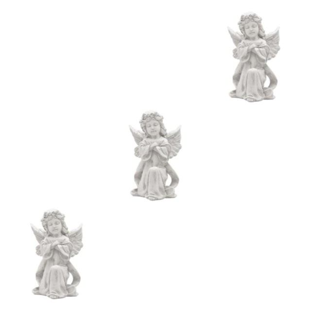 Guardoinrt Beautiful Resin White Angel Statue Delicate Desktop Decor Collection Window Props for Christmas prayer hold hands 3Set