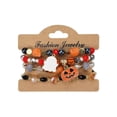 thumbnail image 2 of Juego de pulseras de Halloween: pulseras góticas de cuentas en capas con dijes de fantasma, telaraña y calabaza | Pulseras elásticas apilables para mujer | Accesorios y regalos de joyería, 2 of 6