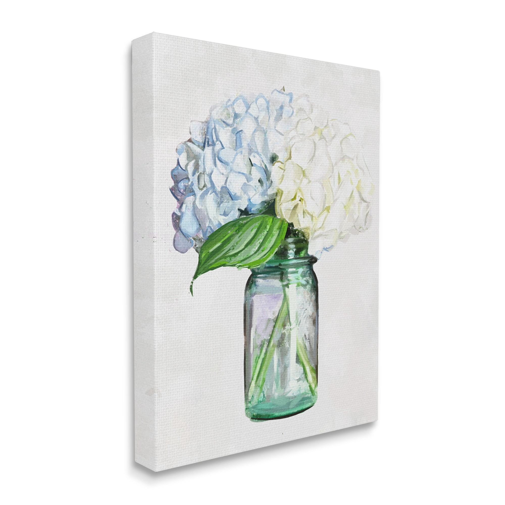 Stupell White Blue Hydrangea Jar Bouquet Botanical & Floral Painting Gallery Wrapped Canvas Print Wall Art