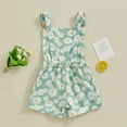 thumbnail image 5 of Douhoow Toddler Baby Girl Daisy Overalls 12 18 24 Months 3 4 5 6 Years Kids Floral Suspender Pocket Shorts Sleeveless Adjustable Strpas Short Jumpsuits, 5 of 9