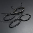 thumbnail image 5 of Pulseras de cuentas negras Vintage para hombre, pulsera de cuero triangular hueco a la moda y pulseras anchas multicapa, joyería JAMW Sencillez, 5 of 5