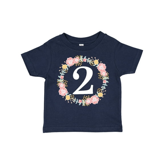 Inktastic 2nd Birthday Rose Wreath 2 Year Old Girl Girls Toddler T-Shirt